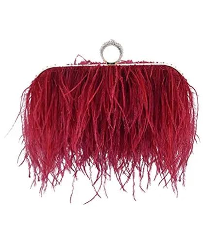 LCKKJHG clutch mit federn Feder Abendtasche Handtaschen Frauen Taschen Abend Party Clutch Tasche Ketten(Red1) von LCKKJHG