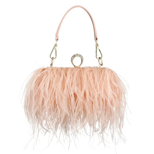 LCKKJHG clutch mit federn Feder Abendtaschen for Frauen Kette Schulter Umhängetasche Quaste Party Clutch Geldbörse Hochzeit Handtaschen(Light yellow) von LCKKJHG