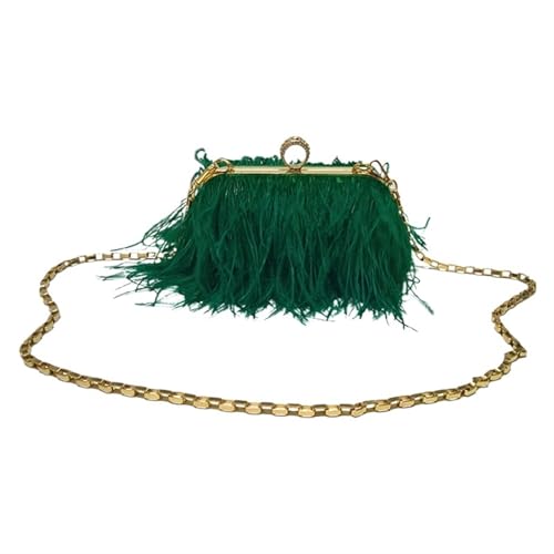 LCKKJHG clutch mit federn Feder Handtasche Damen Abend Clutch Exquisite Perlenkette Hochzeit Braut Schultertasche Party Bankett Tote(Green) von LCKKJHG