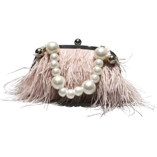 LCKKJHG clutch mit federn Feder Handtasche Frauen Abend Umhängetasche Perle Kette Schlange Schulter Tasche Luxus Taschen Party(Color-3) von LCKKJHG