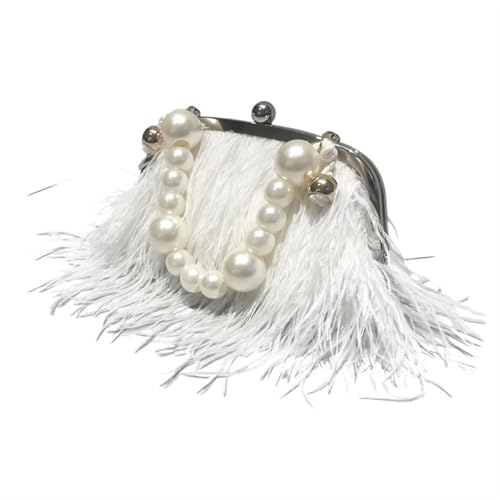 LCKKJHG clutch mit federn Feder Handtasche Frauen Abend Umhängetasche Perle Kette Schlange Schulter Tasche Luxus Taschen Party(Color-6) von LCKKJHG