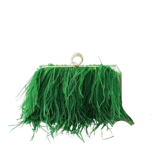 LCKKJHG clutch mit federn Mode Feder Brieftasche Clutch Tasche Damen Diamant Knöchel Ringe Dinner-Party Hochzeit Geldbörse Luxus Chic(Green) von LCKKJHG