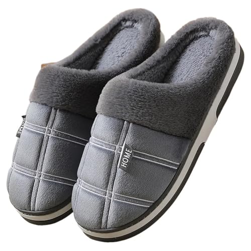 LCKKJHG herren hausschuhe Große Größe 48 49 50 51 Männer Herbst Winter Hause Warme Plüsch Hausschuhe Plus Innen Schlafzimmer Casual Schuhe Pelzigen nicht Rutsch Folien(4,50-51) von LCKKJHG