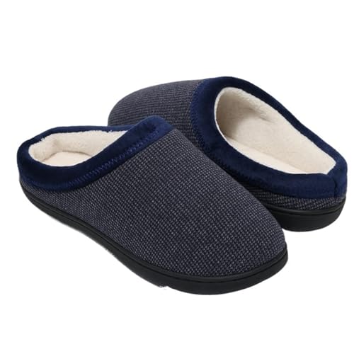 LCKKJHG herren hausschuhe Herren Winter Hausschuhe Memory Foam Strapazierfähige Gummisohle Weiche Bequeme Rutschfeste Baumwollschuhe(Blue,42-43) von LCKKJHG
