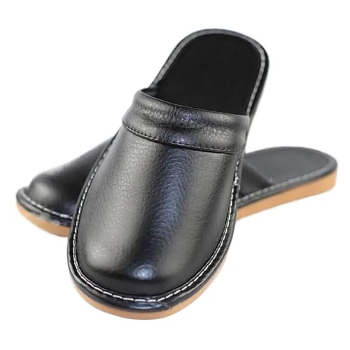 LCKKJHG herren hausschuhe Preiswerte Leder Hausschuhe Herren Indoor Slides Schuhe Große Größe 47-48 Mann Pantoletten Geschlossene Unisex Paar(Green,45-46) von LCKKJHG