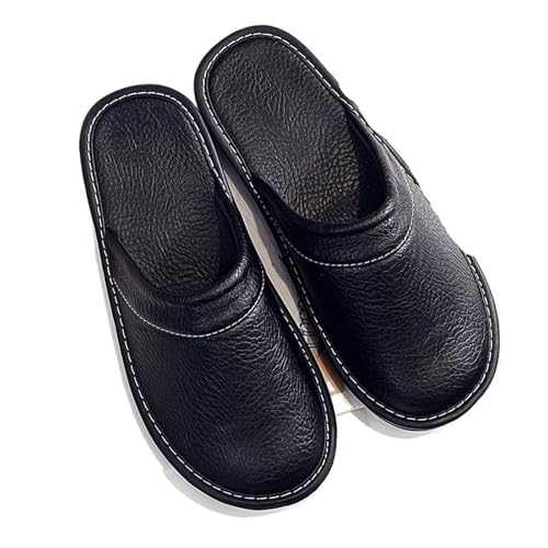 LCKKJHG herren hausschuhe Übergröße 47 48 Herren Herbst Hausschuhe Unisex Leder Komfort Männer Flache(Bla,11) von LCKKJHG