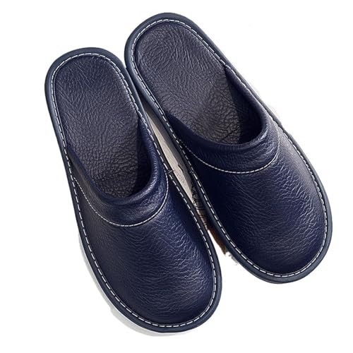 LCKKJHG herren hausschuhe Übergröße 47 48 Herren Herbst Hausschuhe Unisex Leder Komfort Männer Flache(Blu,13) von LCKKJHG