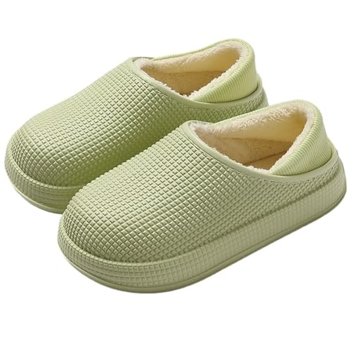 LCKKJHG herren hausschuhe Wasserdichte Baumwollpantoffeln for Damen im Winter mit verdicktem Samt und warmer, rutschfester karierter Baumwollschuhe for Herren(Green,40-41) von LCKKJHG