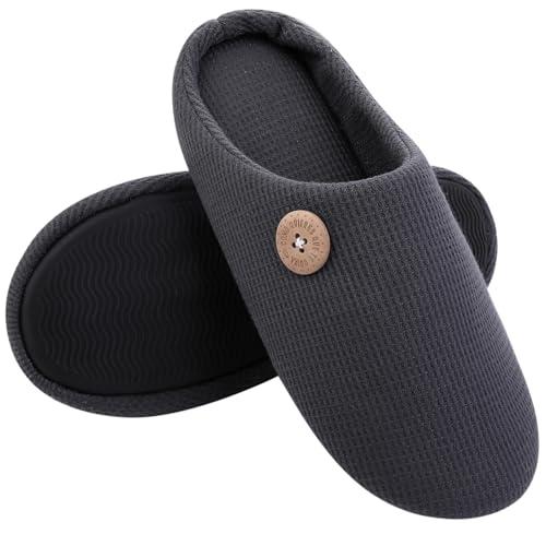 LCKKJHG herren hausschuhe Winter Männer Baumwolle Hausschuhe Flauschigen Fuzzy Memory Foam Haus Outdoor(Dark grey,40-41) von LCKKJHG