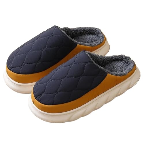 LCKKJHG herren hausschuhe Winter Warme Weiche Sohle Frauen Rutschen AntiSlips Fuzzy Baumwolle Hausschuhe Herren Dicke Kurze Plüsch(Blue,38-39) von LCKKJHG
