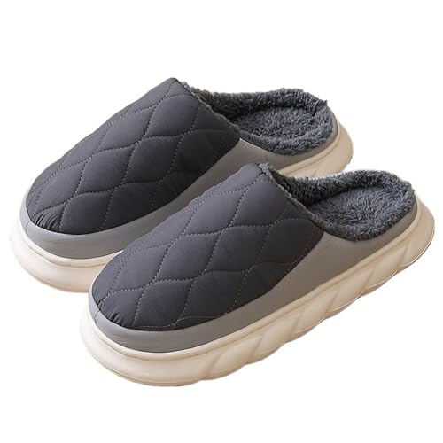 LCKKJHG herren hausschuhe Winter Warme Weiche Sohle Frauen Rutschen AntiSlips Fuzzy Baumwolle Hausschuhe Herren Dicke Kurze Plüsch(Dark Grey,40-41) von LCKKJHG