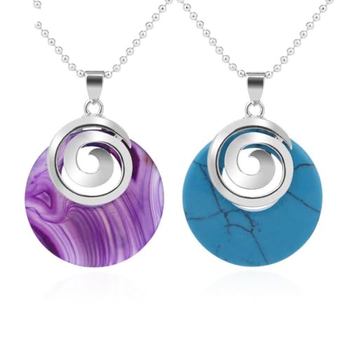 Erlesene Halskette mit Anhänger aus natürlichem Kristalledelstein, Spiralsymbol-Design, muschelförmiger Anhänger, verschiedene Halsketten mit Anhänger aus Kristalledelstein, Unisex-Halsketten., V von LCKSTRAVAG