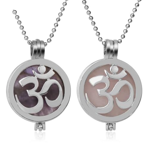 Halskette mit Naturstein-Anhänger, rund, geometrischer Schmuck, Amethyst, exquisites Symbol-Design, Unisex-Halskette mit Kristall-Edelstein-Anhänger, abnehmbare Halskette mit Anhänger, Grüner Aven von LCKSTRAVAG