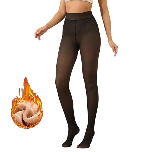 LCMAOKE Strumpfhosen Damen Winter, Thermostrumpfhosen Gefütterte Strumpfhose, Thermo Leggings Gefälschte Durchscheinend Plüschstrümpfe Pantyhose Wärmende Fleece Strumpfhose von LCMAOKE
