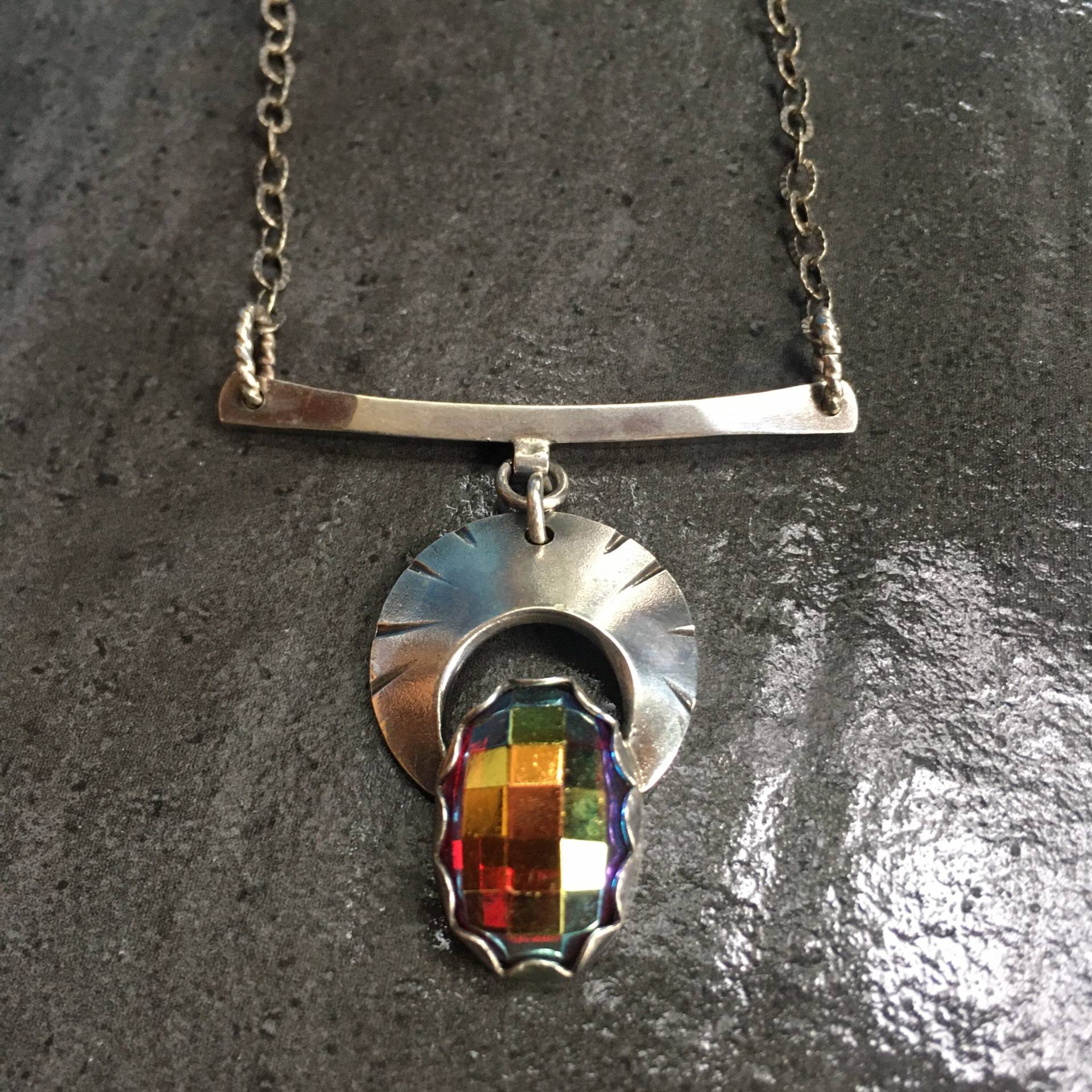 Art Deco Sterling Silber Anhänger Halskette Vintage Schachbrett Strass Art Deco Sterling Silber Anhänger Halskette Vintage Schachbrett Strass von LCNStudios