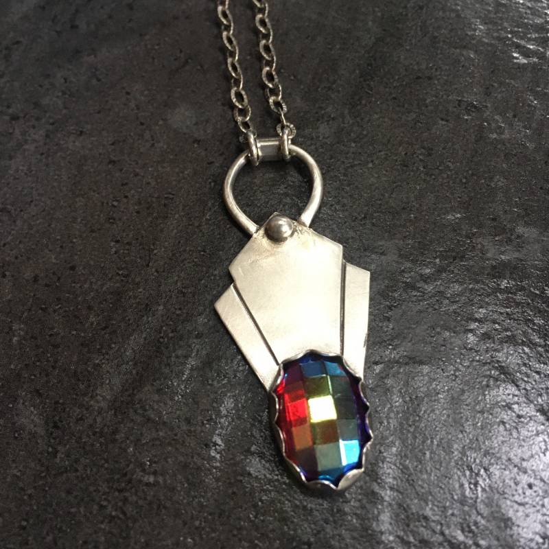 Art Deco Sterling Silber Anhänger Halskette Vintage Strass Cocktail Schmuck Art Deco Sterling Silber Anhänger Halskette Vintage Strass Cocktail Schmuck von LCNStudios