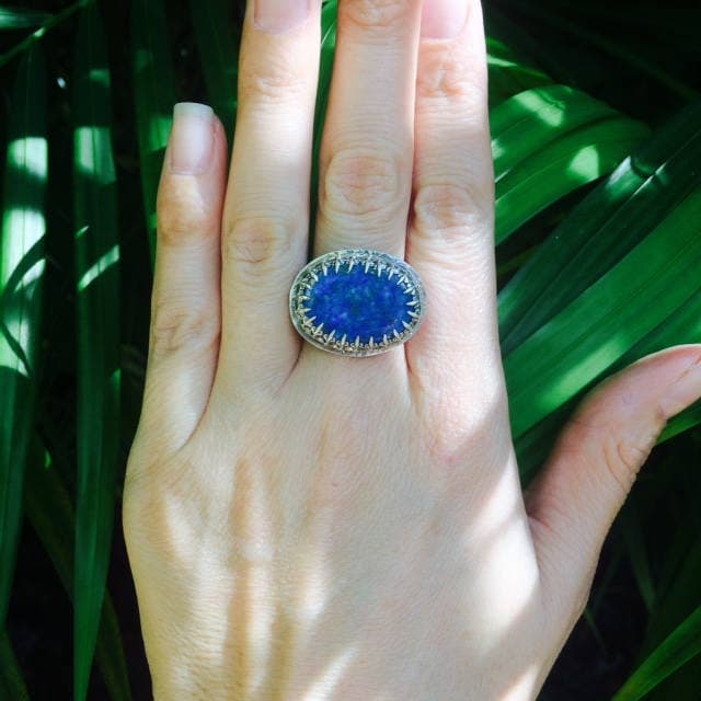 Handgefertigte Lapis Lazuli Sterling Silber Statement Ring Handgefertigte Lapis Lazuli Sterling Silber Statement Ring von LCNStudios