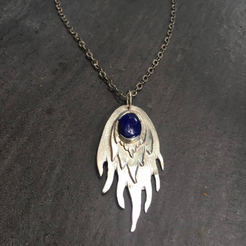 Lapis Lazuli Und Silber Halskette, Anhänger, Geschenk Für Frauen, Handarbeit Lapis Lazuli Und Silber Halskette, Anhänger, Geschenk Für Frauen, Handarbeit von LCNStudios