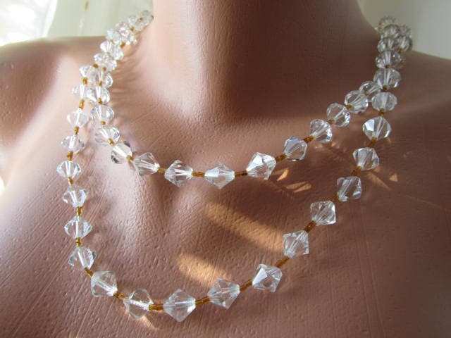 Lange Vintage Bohemia Kristall Perle Halskette von LCOriginalsJewelry