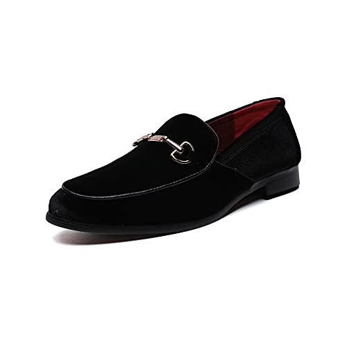 LCQL Luxuriöse Herren-Halbschuhe aus Samt für Penny-Slipper aus Veloursleder, Übergröße 40-47, Schwarz (schwarz), 44.5 EU von LCQL