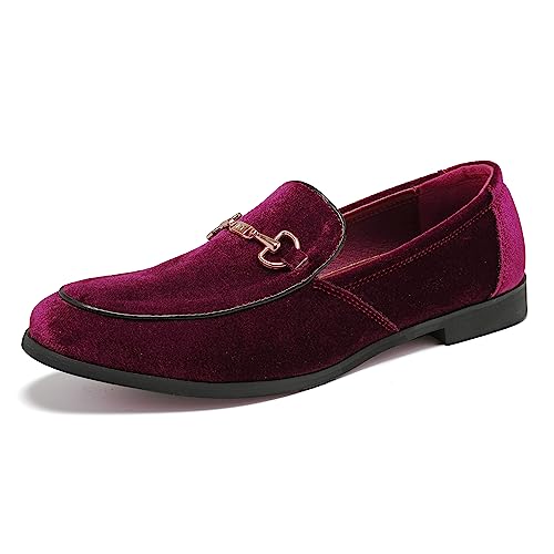 LCQL Luxuriöse Pennyloafer für Herren, aus Veloursleder, zum Reinschlüpfen, Übergröße, Größe 40-48, burgunderfarben, 43 EU von LCQL