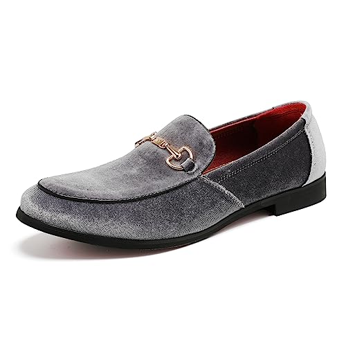 LCQL Luxuriöse Pennyloafer für Herren, aus Veloursleder, zum Reinschlüpfen, Übergröße, Größe 40-48, silbergrau, 46 EU LCQL Luxuriöse Pennyloafer für Herren, aus Veloursleder, zum Reinschlüpfen, Übergröße, Größe 40-48, silbergrau, 46 EU von LCQL