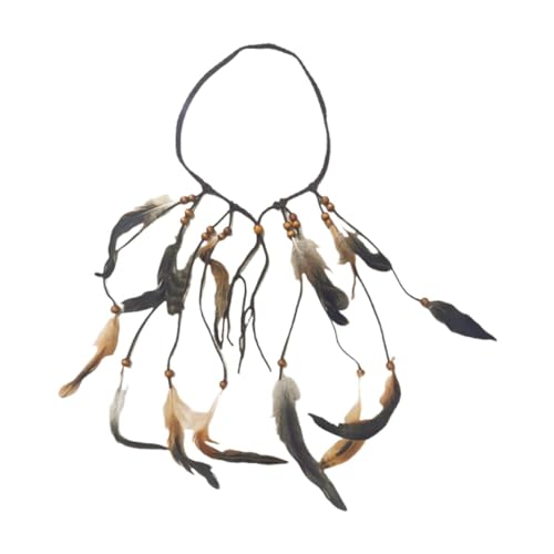 LCSVCCXA Boho Chic Kopfschmuck mit bunten Federn für Partys im Hippie-Stil und künstlerische Performance, braun von LCSVCCXA