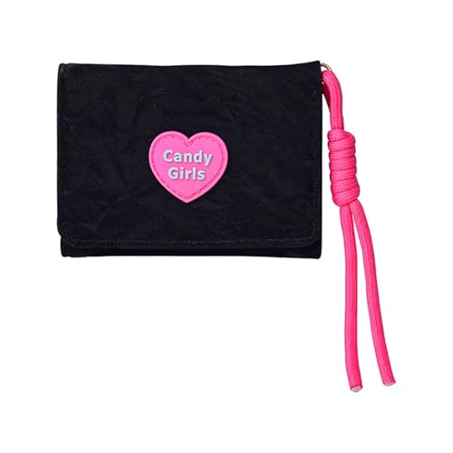 LCSVCCXA Kompakte Damen-Geldbörse mit Cartoon-Muster, ideal für Weihnachtseinkäufe, Schwarz , 11 cm x 8 cm x 2 cm, wie beschrieben von LCSVCCXA