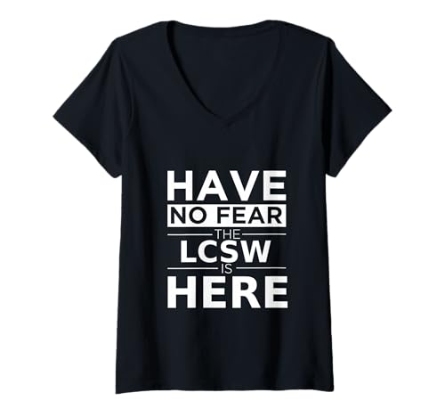 Damen Hab Keine Angst LCSW ist Hier lizenzierter klinischer Sozialarbeiter T-Shirt mit V-Ausschnitt Damen Hab Keine Angst LCSW ist Hier lizenzierter klinischer Sozialarbeiter T-Shirt mit V-Ausschnitt von LCSW Career Pride Designs