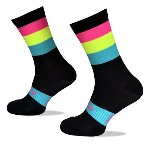 LCTT Lange Sportsocken für Rennrad, MTB, Laufen und Crossfit für Männer und Frauen, Spaß und Farbenfroh für Wandern, Laufen, Fitnessstudio - Technische Kompressionssocken aus Phosphorit für den Sport. von LCTT