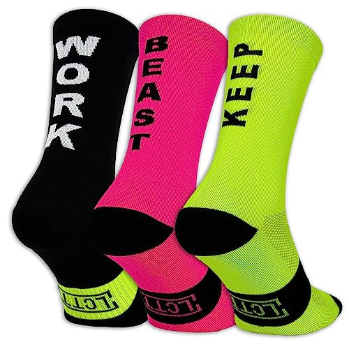 LCTT Lange Sportsocken für Rennrad, MTB, Laufen und Crossfit für Männer und Frauen, Spaß und Farbenfroh für Wandern, Laufen, Fitnessstudio - Technische Kompressionssocken aus Phosphorit für den Sport. von LCTT