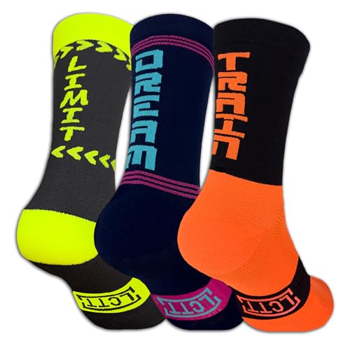 LCTT Lange Sportsocken für Rennrad, MTB, Laufen und Crossfit für Männer und Frauen, Spaß und Farbenfroh für Wandern, Laufen, Fitnessstudio - Technische Kompressionssocken aus Phosphorit für den Sport. von LCTT