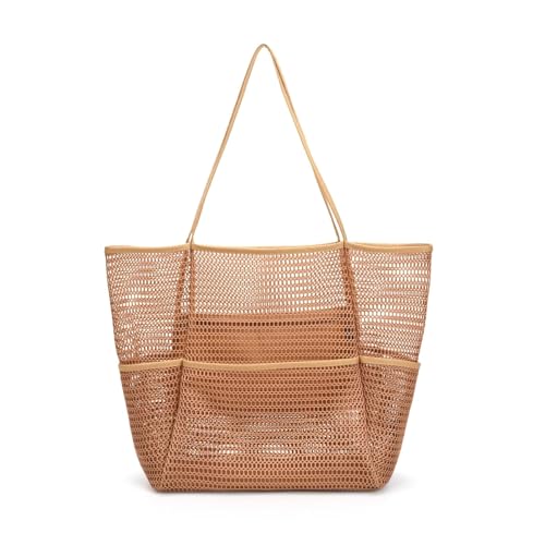 LCUHAVA Mesh Strandtasche Badetasche XXL Strandtasche Damen Netz Faltbare Strand Tasche Badetasche Groß, Netztasche für Die Familie Geeignet von LCUHAVA