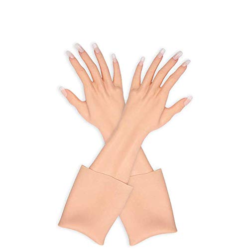 LCUPPON Silikon Weibliche Handschuhe 1 Paar Weiche Realistische Haut (Bräune, Mit Fingernagel) von LCUPPON