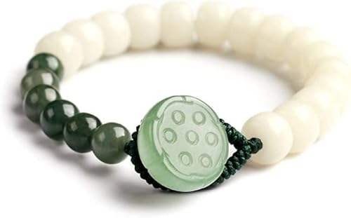 Armband, Gebetsperlen Armband Bodhi Wurzelstein Lotus Buddha Stretch Weiß von LCUVIMPEX