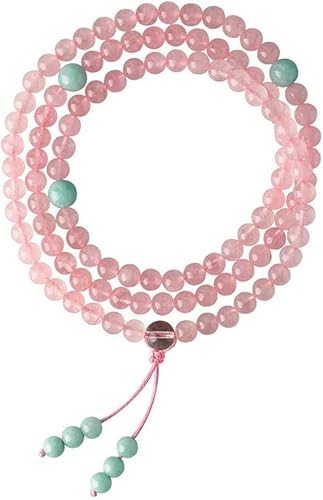 LCUVIMPEX Armband, 6mm 108 Mala Gebetsperlen Stretch Armband Erdbeere Kristall Rosa von LCUVIMPEX