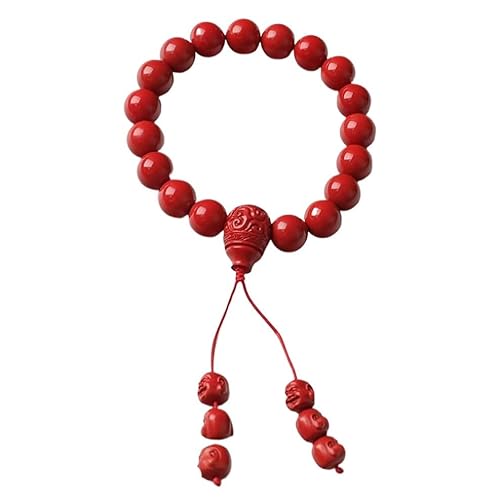 LCUVIMPEX Armband, Handgemachtes rotes 12mm elastisches Zinnoberperlenarmband von LCUVIMPEX
