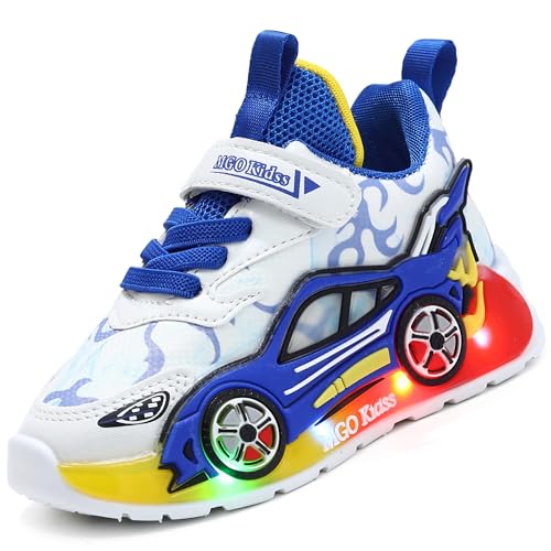 LCVibecx Kinder LED Leuchtschuhe mit Cartoon-Design, ​Leuchtende Turnschuhe | Blinkende Sportschuhe for Jungen & Mädchen | Sport & Freizeit(Blau,21 EU) von LCVibecx