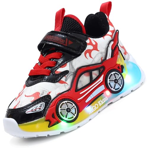 LCVibecx Kinder LED Leuchtschuhe mit Cartoon-Design, ​Leuchtende Turnschuhe | Blinkende Sportschuhe for Jungen & Mädchen | Sport & Freizeit(Rot,23 EU) von LCVibecx