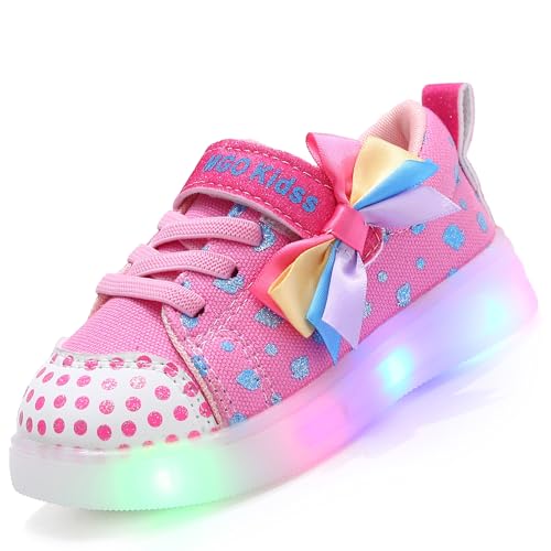 LCVibecx LED-Sneaker for Mädchen mit Klett | Blinkende Leuchtschuhe | PVC-Sohle Skateboarding-Schuhe| Größe 21-30 EU (Rosa/Lila)(Rosa,26 EU) von LCVibecx