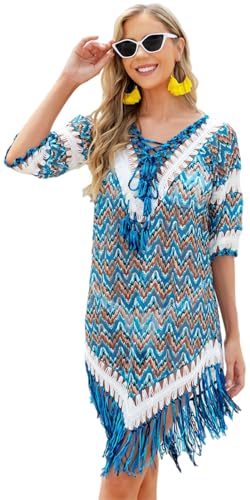 LCXYYY Damen Cover Up Bohemian Gefranste Gehäkelt Strandkleid Bluse Sommer Strandurlaub Badeanzug Bikini Cover-Ups von LCXYYY