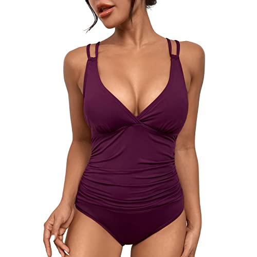 Badeanzug Damen Bauchweg Mit Körbchen Beachwear Push Up Sexy Bademode Große Größen One Piece Shape Strandmode Monokini Einteilige Strandmode Rückenfrei Schwimmanzug Sportlich High Cut Swimsuit von LCpddajlspig