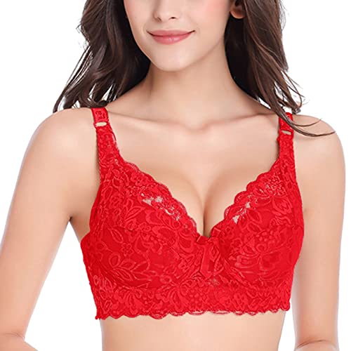 Bralette Damen Spitze, Gepolstert Nahtloser Wmbra Sport BH Wohlfühl Seamless Liftique Bügelloser BH Push Up Große Brüste Bustier Große Größen Minimizer Starker Halt Minimizer Bh BH ohne Buegel von LCpddajlspig