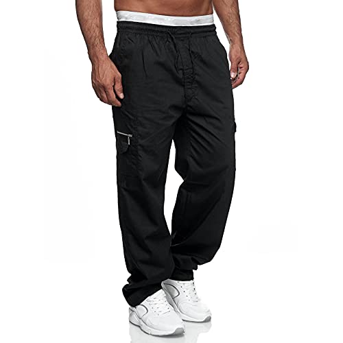 Cargohose Herren Schwarz Stretch Baumwolle Wasserdicht Outdoorhose Lang Und Leicht Sommer Arbeitshose Zip Off Breit Slim Fit Ranger Hose Wanderhose Sommerhose Mit Taschen Freizeithose Tactical Hose von LCpddajlspig