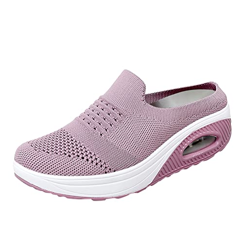 Clogs Damen Mit Fussbett, Vorne Geschlossen Air Cushion Deichmann Schuhe Atmungsaktiv Mesh Pantoletten Outdoor Diabetic Hausschuhe mit Leichter Sohle Sommer Gesundheitsschuhe Orthopädische Schuhe von LCpddajlspig