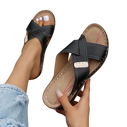 Damen Pantoletten Weite H mit Absatz Wasserfest Badepantolette Hausschuhe Slide Schlappen Leder Sandalen Slippers Sommer Flache Elegant Badelatschen Badeschlappen Duschlatschen Pantoletten von LCpddajlspig