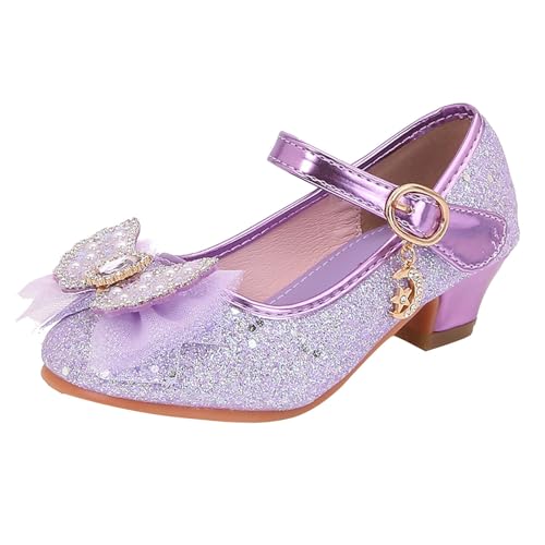 Glitzer Schuhe Mädchen 1-7 Jahre Kristalle Prinzessin Schuhe Stöckelschuhe Schleife Flamenco Kommunionschuhe Absatzschuhe Rosa Festliche Ballerina Schuhe mit Riemchen Frühling Mädchenschuhe Pumps von LCpddajlspig