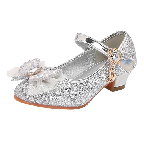 Glitzer Schuhe Mädchen 1-7 Jahre Kristalle Prinzessin Schuhe Stöckelschuhe Schleife Flamenco Kommunionschuhe Absatzschuhe Rosa Festliche Ballerina Schuhe mit Riemchen Frühling Mädchenschuhe Pumps von LCpddajlspig