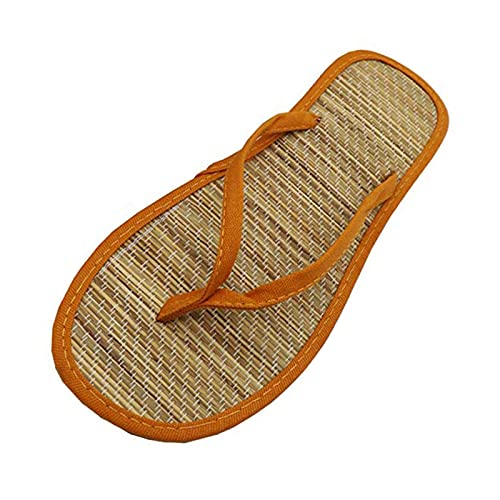 Hausschuhe Damen Sommer Elegant Rutschfest Criss Cross Flach Badeschuhe Open Toe Bequeme Strandschuhe Slides Verschleißfeste Leinen Flip-Flops Hause Zu Und Indoor Sandalen aus Stroh von LCpddajlspig