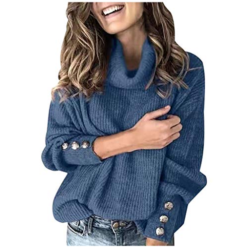 Herbst Pullover Damen, Pullover Für Damen Winterpullover Winter Longpullover Pulli Lose Strickpullover Sweatshirt Elegant Oberteile Langarm Warm Outwear Sweater Oversize Rundhals Damenpullover von LCpddajlspig